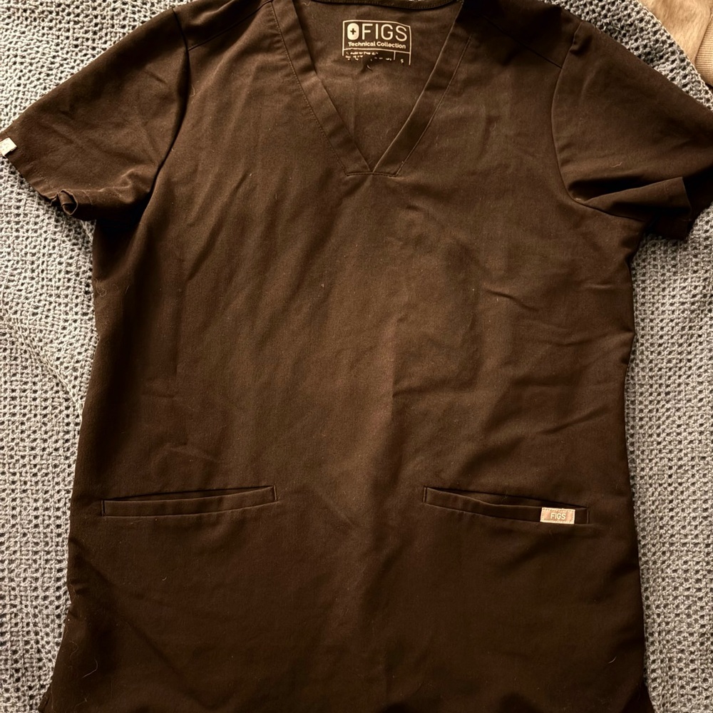 FIGS Black V-Neck Medical Scrub Top